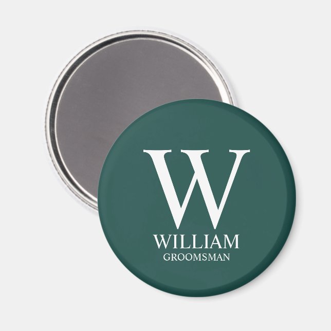 Personalized Groomsmen Monogram & Name Magnet (Front/Back)