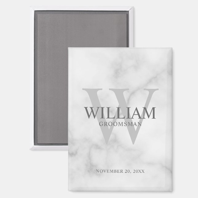 Personalized Groomsmen Monogram & Name Magnet (Front/Back)