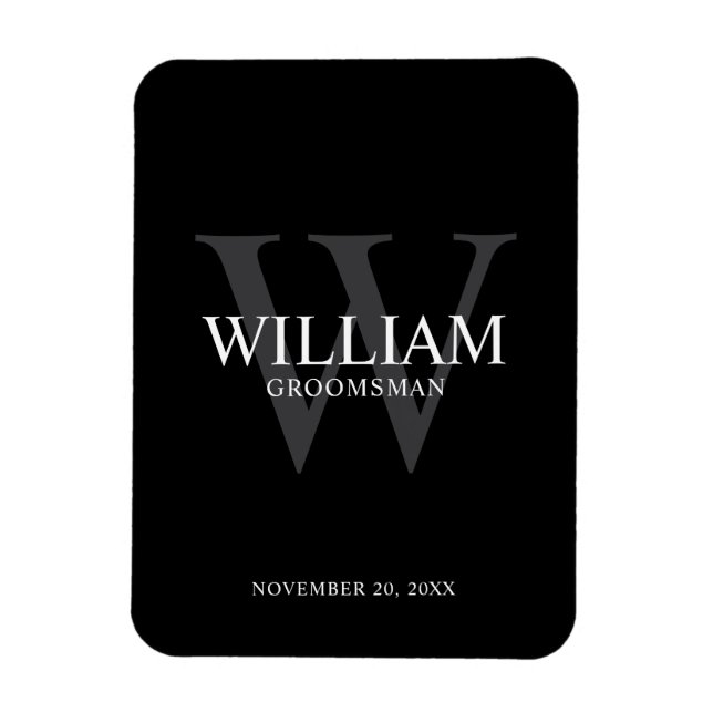 Personalized Groomsmen Monogram & Name Magnet (Vertical)