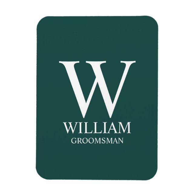 Personalized Groomsmen Monogram & Name Magnet (Vertical)