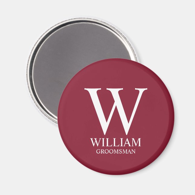 Personalized Groomsmen Monogram & Name Magnet (Front/Back)