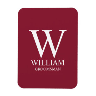 Personalized Groomsmen Monogram & Name Magnet