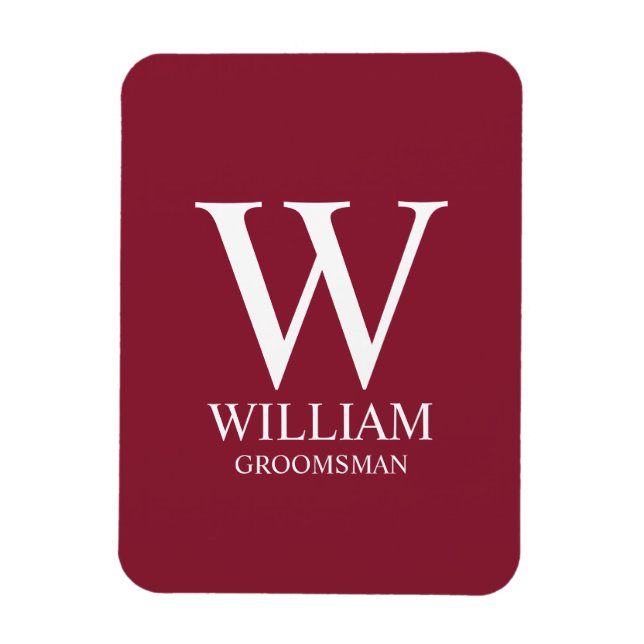 Personalized Groomsmen Monogram & Name Magnet (Vertical)