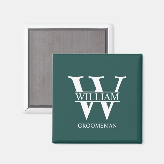 Personalized Groomsmen Monogram & Name Magnet (Front/Back)