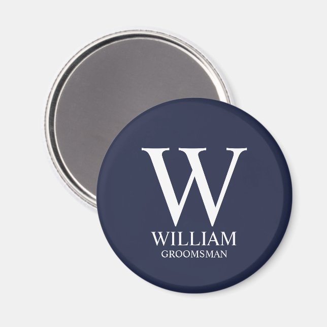 Personalized Groomsmen Monogram & Name Magnet (Front/Back)