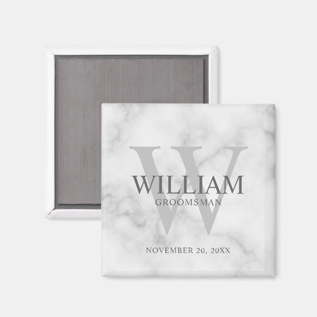 Personalized Groomsmen Monogram & Name Magnet (Front/Back)