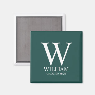 Personalized Groomsmen Monogram & Name Magnet