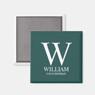 Personalized Groomsmen Monogram & Name Magnet