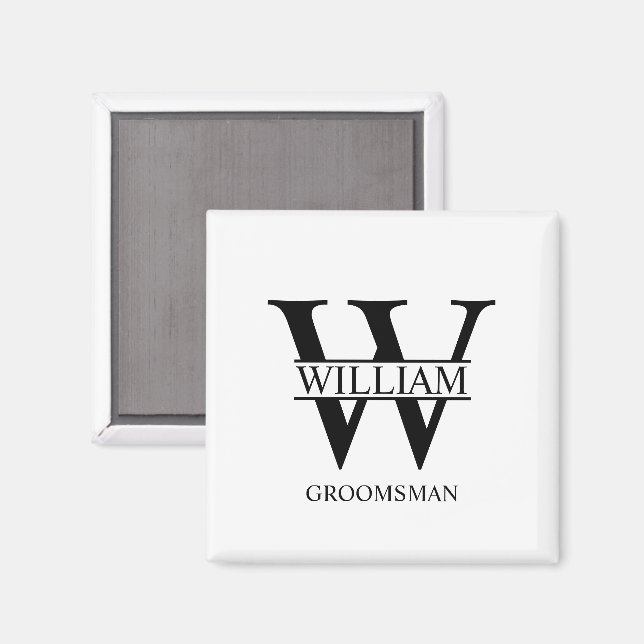Personalized Groomsmen Monogram & Name Magnet (Front/Back)