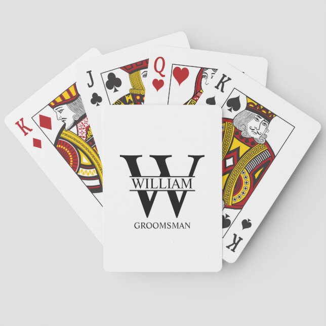 Personalized Groomsmen Monogram & Name Playing Cards (Back)