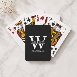 Personalized Groomsmen Monogram & Name Playing Cards