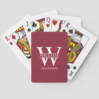 Personalized Groomsmen Monogram & Name Playing Cards