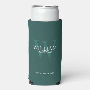 Personalized Groomsmen Monogram & Name Seltzer Can Cooler