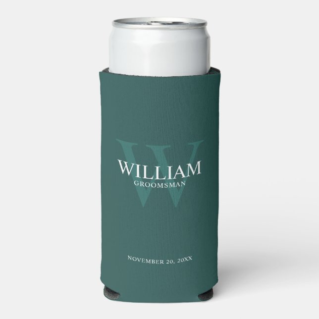 Personalized Groomsmen Monogram & Name Seltzer Can Cooler (Seltzer Front)