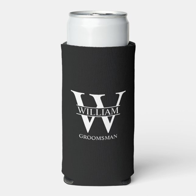 Personalized Groomsmen Monogram & Name Seltzer Can Cooler (Seltzer Front)