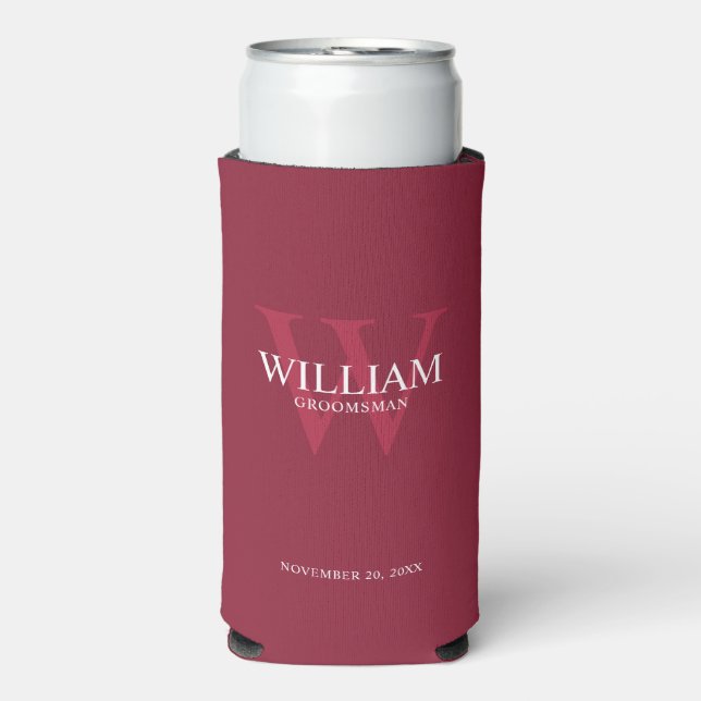 Personalized Groomsmen Monogram & Name Seltzer Can Cooler (Seltzer Front)