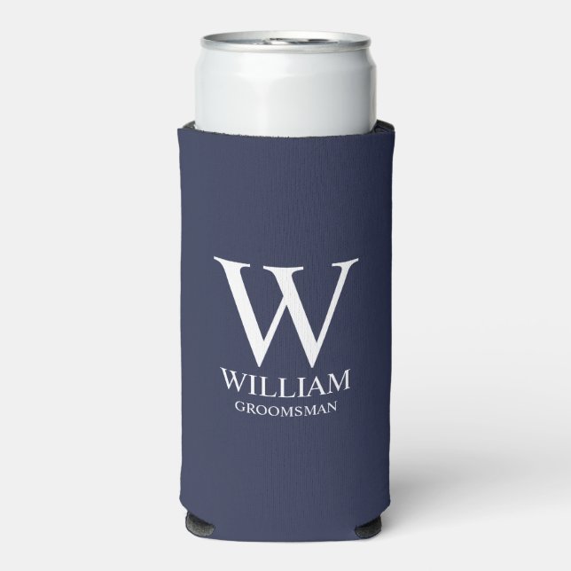 Personalized Groomsmen Monogram & Name Seltzer Can Cooler (Seltzer Front)