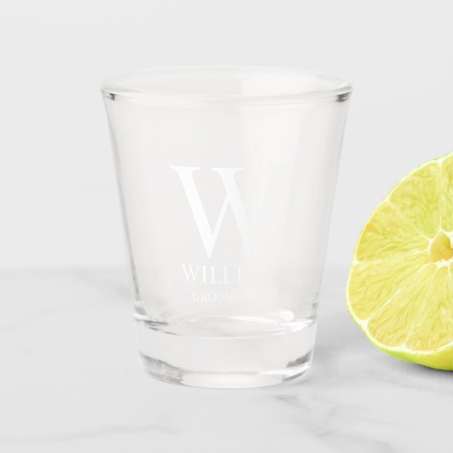 Personalized Groomsmen Monogram & Name Shot Glass (Front)