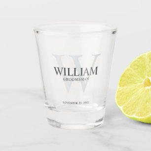 Personalized Groomsmen Monogram & Name Shot Glass