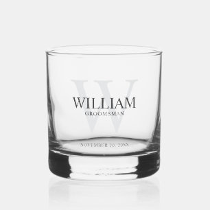 Personalized Groomsmen Monogram & Name Whiskey Glass