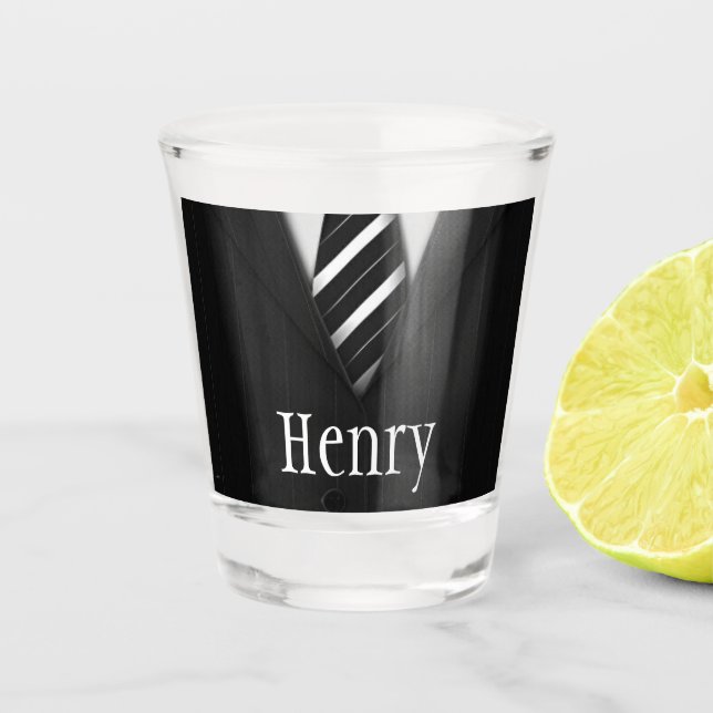 Personalized Groomsmen Suit Shot Glass (Front)