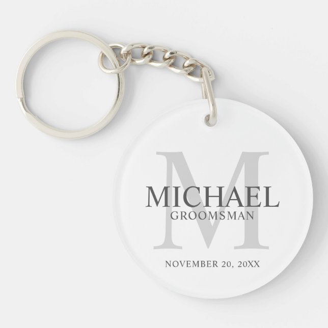 Personalized Groomsmen's name and monogram Keychain (Front)