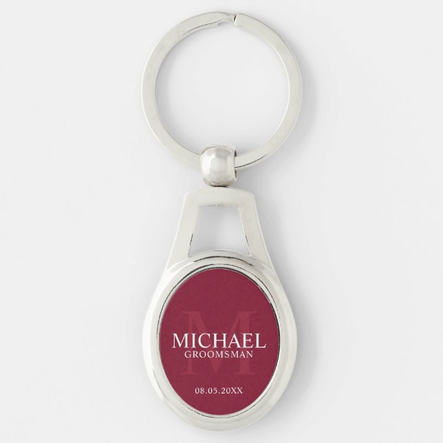 Personalized Groomsmen's name and monogram Keychain (Front)
