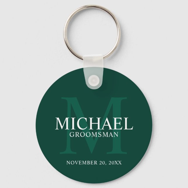 Personalized Groomsmen's name and monogram Keychain (Front)