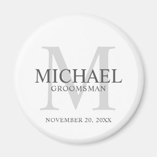 Personalized Groomsmen's name and monogram Magnet