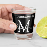 personalized groomswoman black white monogram