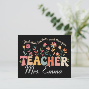 Personalized Groovy Flowers Teacher Custom Gift