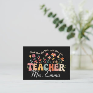 Personalized Groovy Flowers Teacher Custom Gift Business Card