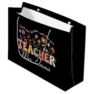 Personalized Groovy Flowers Teacher Custom Gift Large Gift Bag