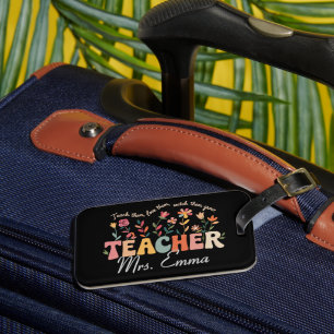 Personalized Groovy Flowers Teacher Custom Gift Luggage Tag