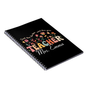 Personalized Groovy Flowers Teacher Custom Gift Notebook