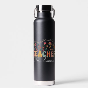 Personalized Groovy Flowers Teacher Custom Gift Water Bottle