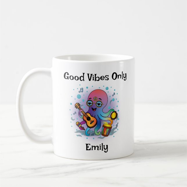 Personalized Groovy Octopus Mug – Retro Hippie (Left)