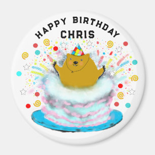 Personalized Groundhog Day Birthday Gift Magnet
