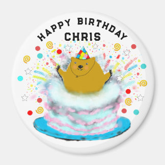 Personalized Groundhog Day Birthday Gift Magnet