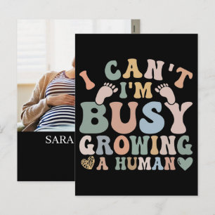 Personalized Growing A Human Pregnancy Announcemen Holiday Postcard