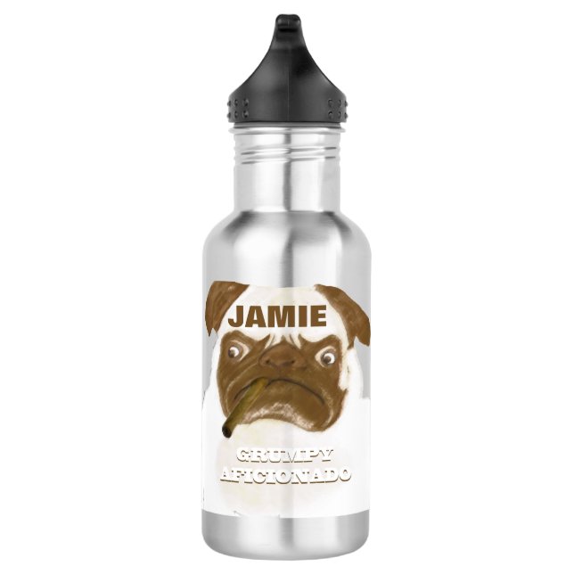 Personalized Grumpy AFICIONADO Puggy Cigar 532 Ml Water Bottle (Right)