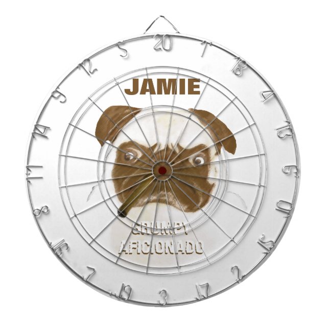 Personalized Grumpy AFICIONADO Puggy Cigar Dartboard (Front)