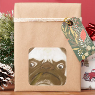 Personalized Grumpy AFICIONADO Puggy Cigar Square Sticker