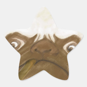 Personalized Grumpy AFICIONADO Puggy Cigar Star Sticker