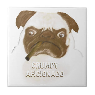 Personalized Grumpy AFICIONADO Puggy Cigar Tile