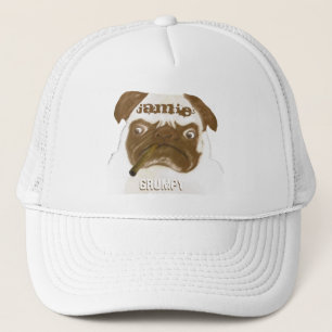 Personalized Grumpy AFICIONADO Puggy Cigar Trucker Hat