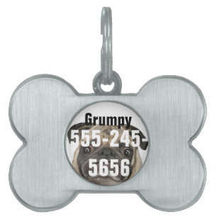 Personalized Grumpy Puggy Pet Name Tag
