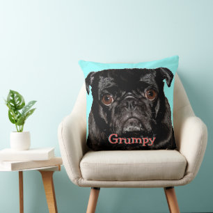 Personalized Grumpy Puggy Throw Pillow