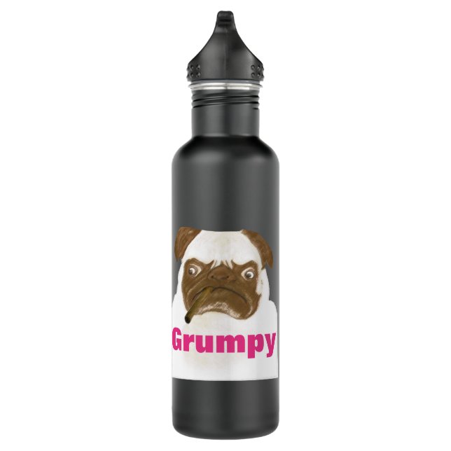 Personalized Grumpy Puggy with Cigar 710 Ml Water Bottle (Right)
