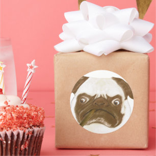 Personalized Grumpy Puggy with Cigar Classic Round Sticker